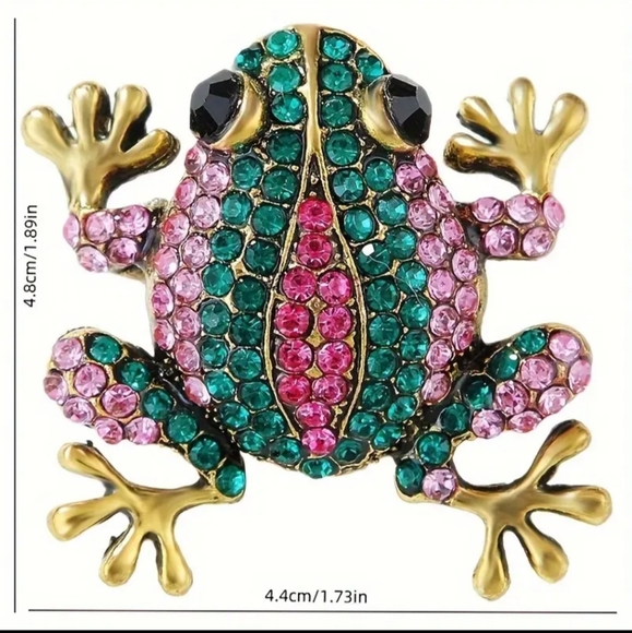 NEW Casual Gold Summer Colorful Frog Gift Brooch with Crystals (#0292) - Picture 2 of 3